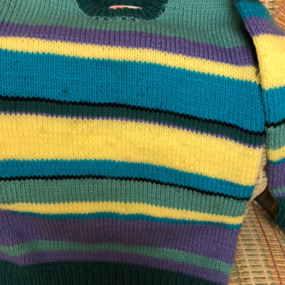 Hand Knit Striped Sweater - Picture 5 of 6